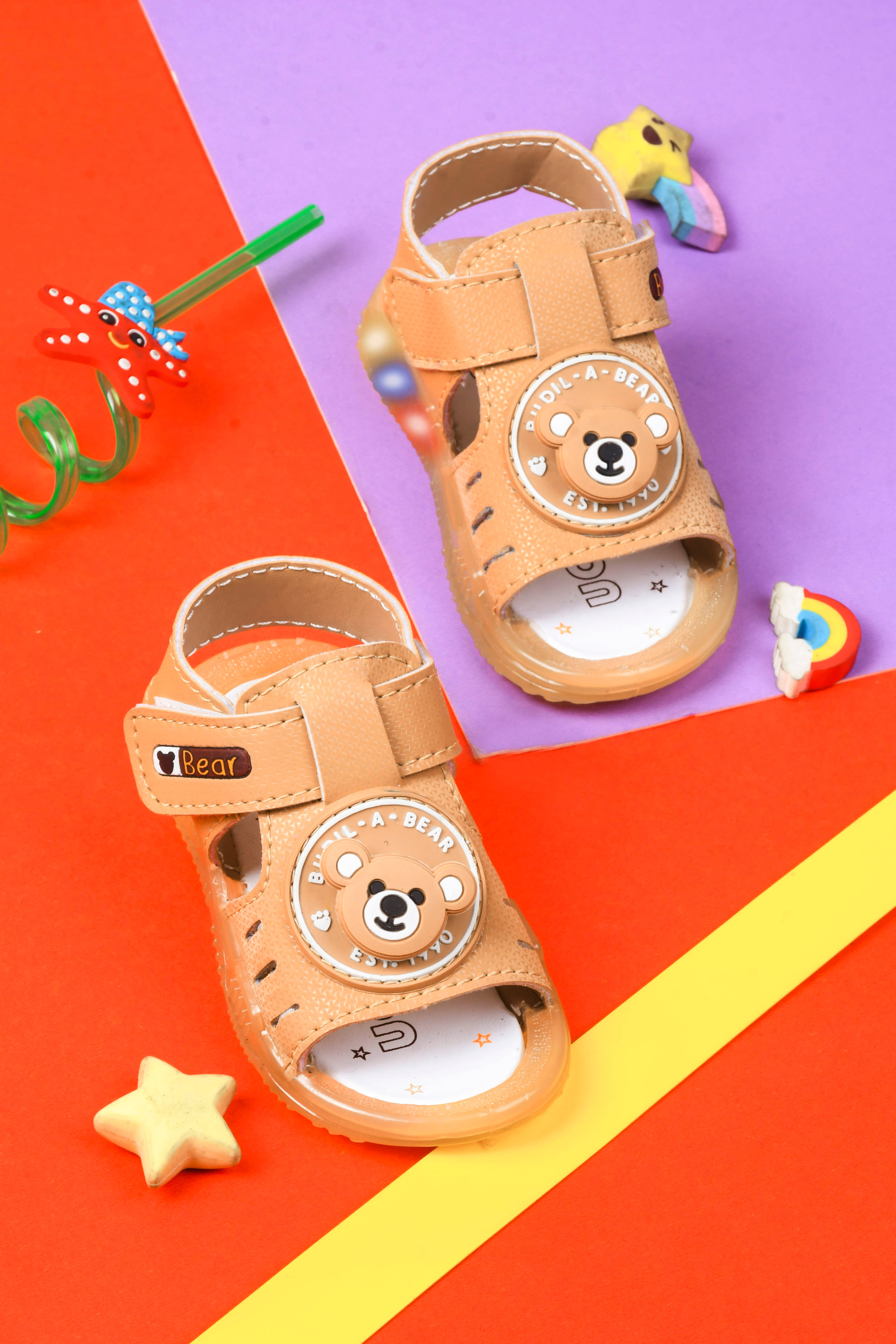 KATS Slip-On LED Sandals with Velcro fastening -Beige     			KATS Slip-On LED Sandals with Velcro fastening -Beige