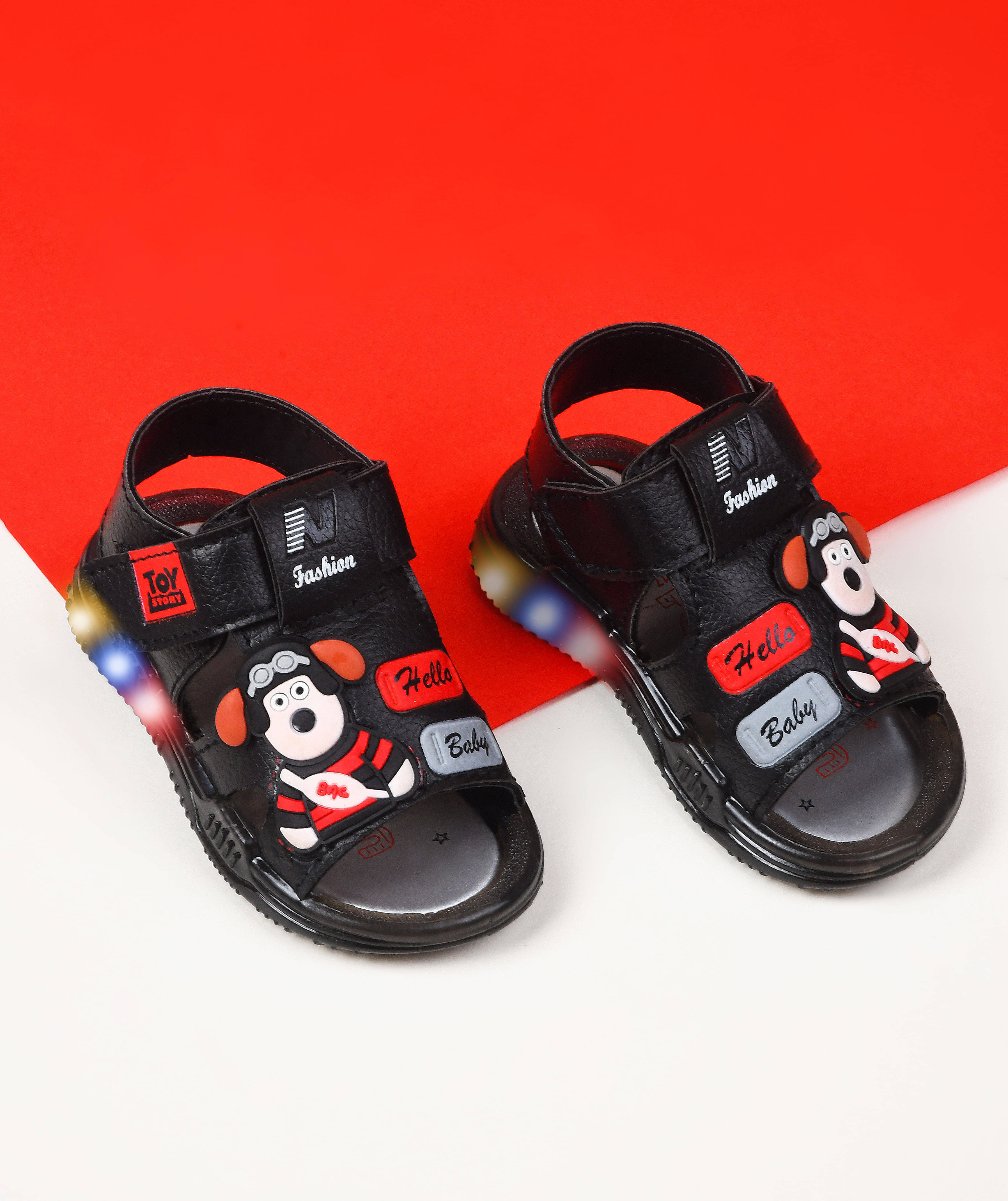 KATS Slip-On LED Sandals with Velcro fastening -Black KATS Slip-On LED Sandals with Velcro fastening -Black