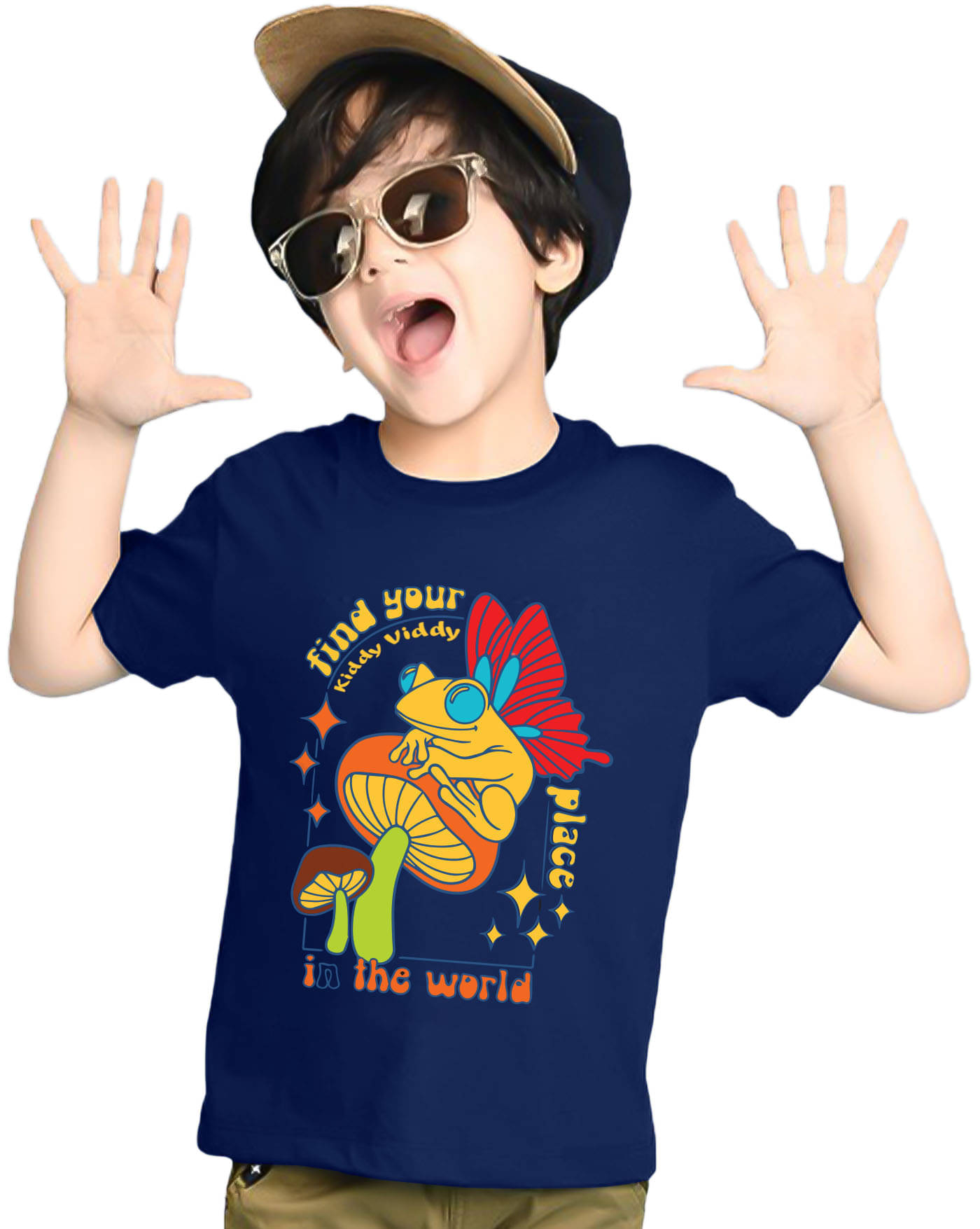     			KIDDY VIDDY Pack of 1 Boys Cotton Blend T-Shirt ( Navy Blue )