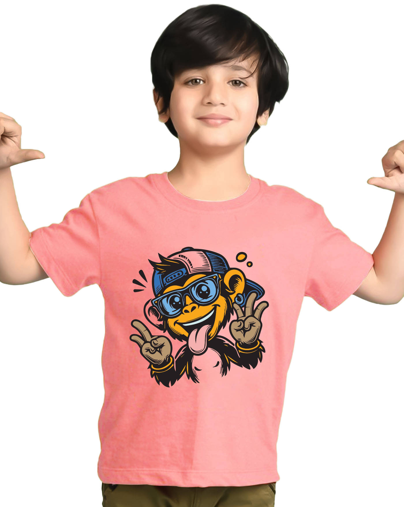     			KIDDY VIDDY Pack of 1 Boys Cotton Blend T-Shirt ( Peach )