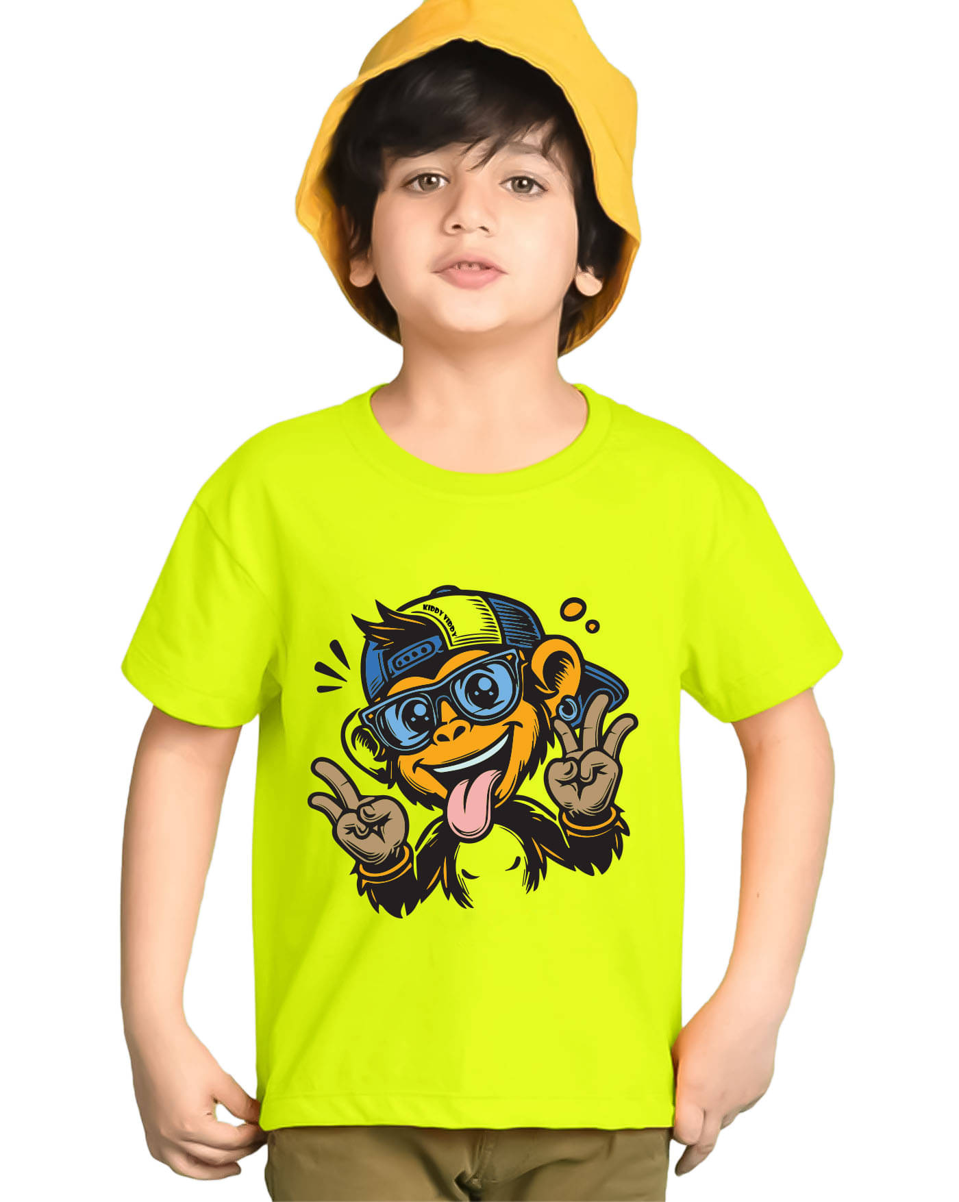    			KIDDY VIDDY Pack of 1 Boys Cotton Blend T-Shirt ( Neon Green )