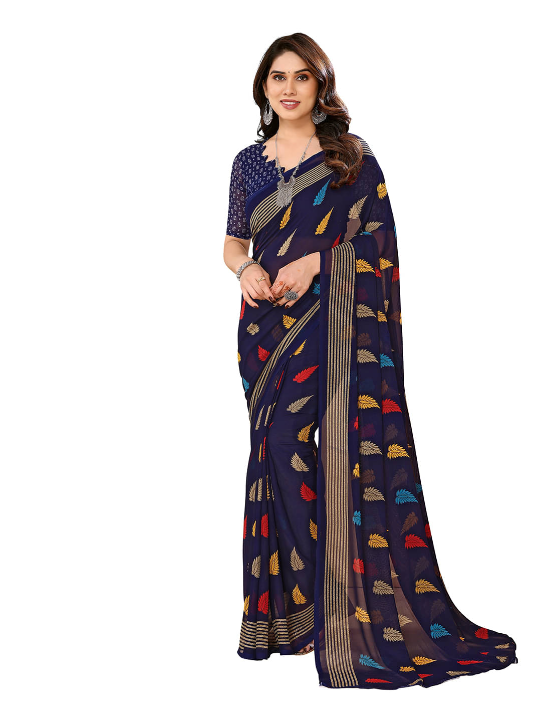 Kashvi Sarees Georgette Printed Chanderi saree With Unstitched Blouse Piece ( Blue ) Kashvi Sarees Georgette Printed Chanderi saree With Unstitched Blouse Piece ( Blue )