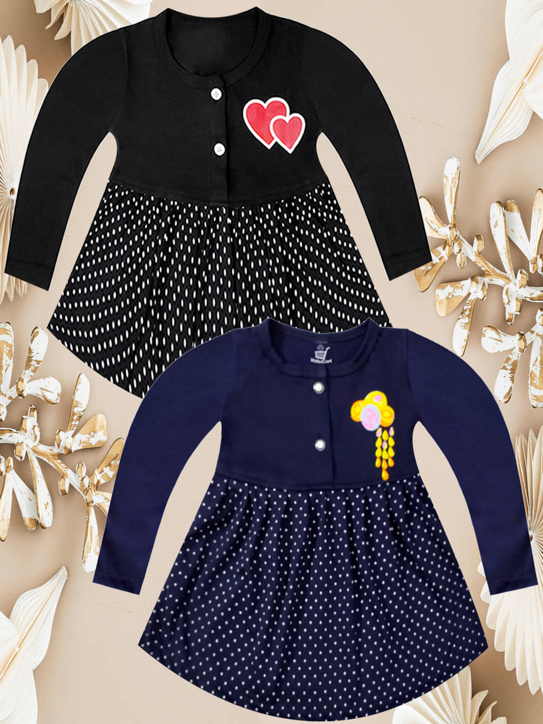     			KidzzCart Pack of 2 Baby Girls Cotton Dress ( Multicolor 2 )
