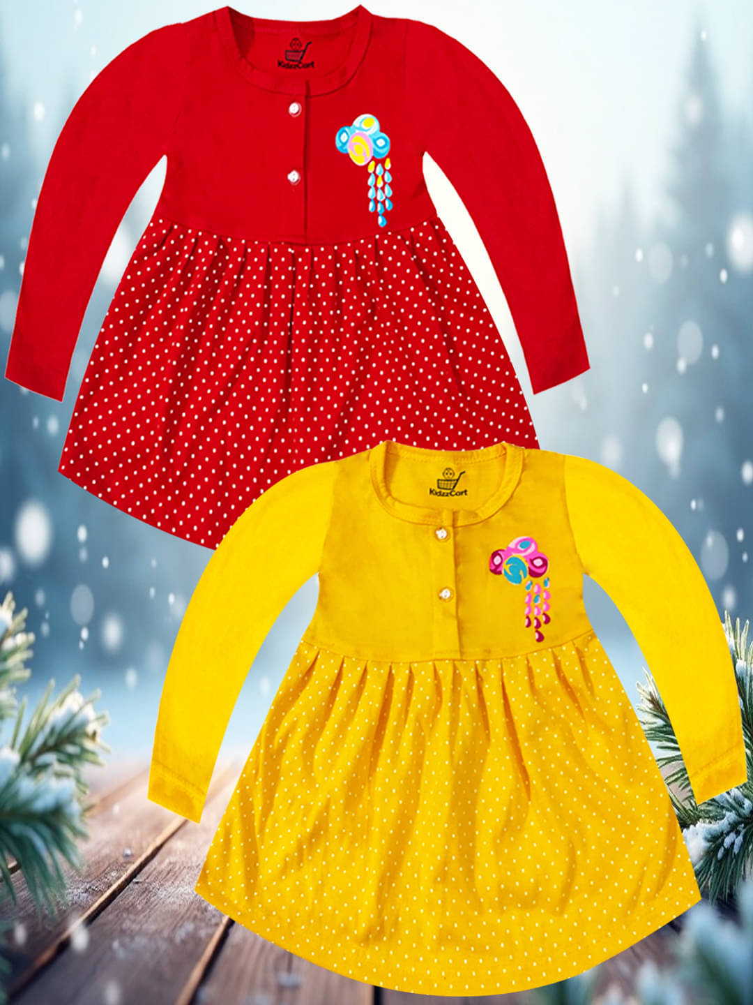     			KidzzCart Pack of 2 Baby Girls Cotton Dress ( Multicolor 1 )