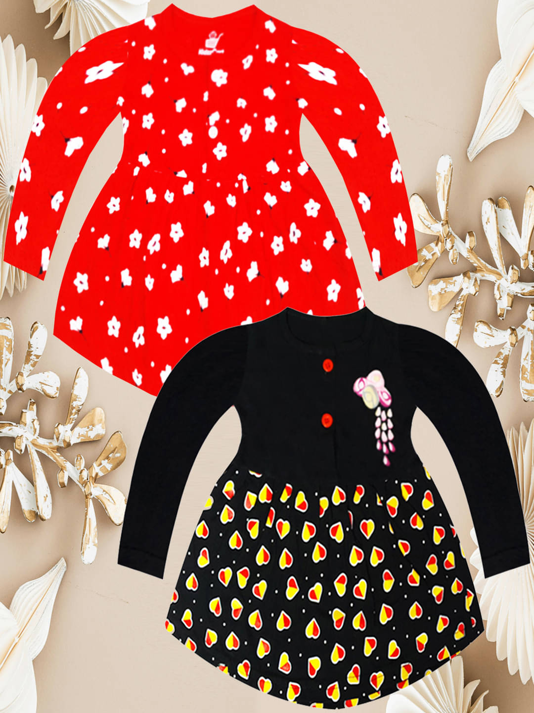     			KidzzCart Pack of 2 Baby Girls Cotton Dress ( Multicolor 1 )