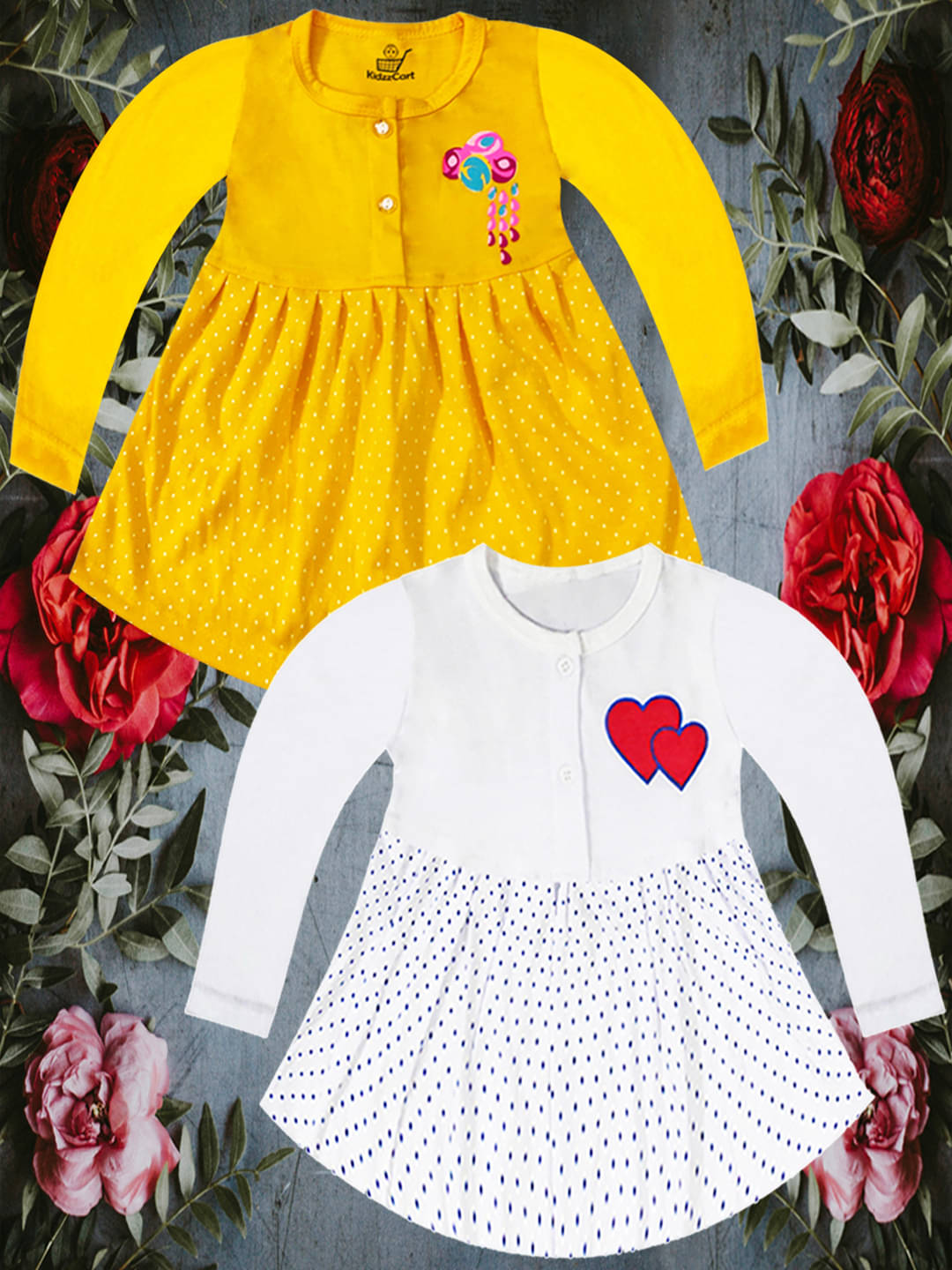     			KidzzCart Pack of 2 Baby Girls Cotton Dress ( Multicolor 3 )