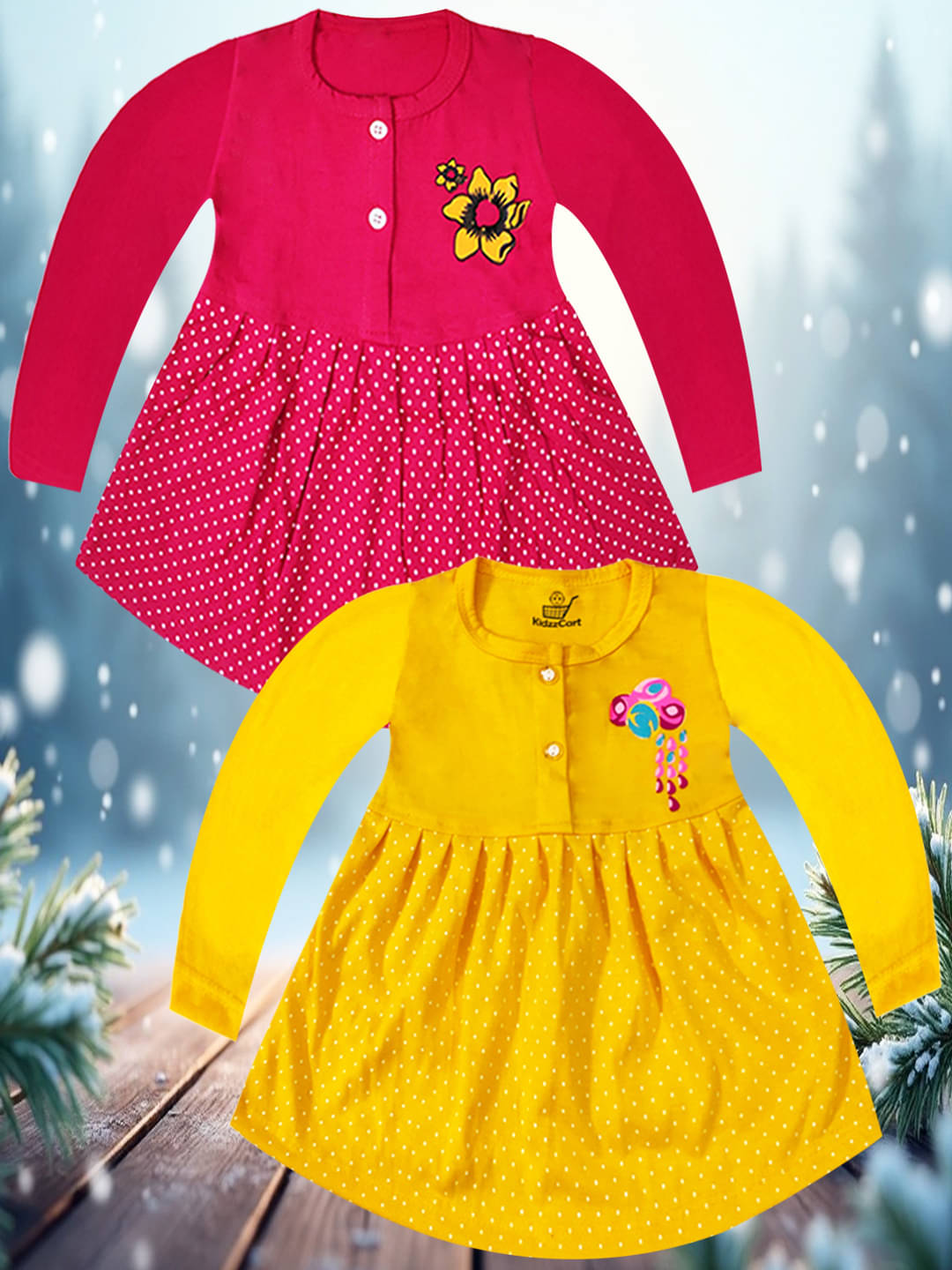     			KidzzCart Pack of 2 Baby Girls Cotton Dress ( Multicolor 1 )