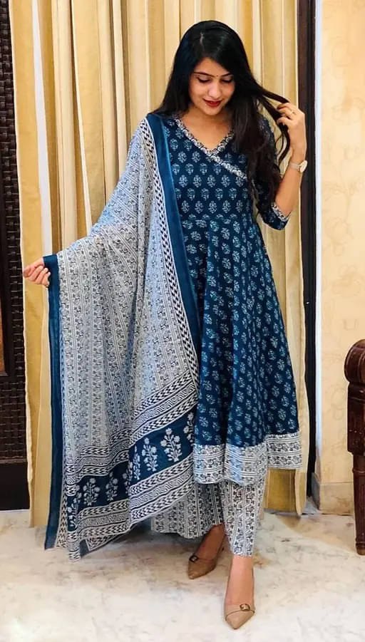 ONECLICK Women Cotton Printed Angrakha Kurti With Pants ( Multicoloured )     			ONECLICK Women Cotton Printed Angrakha Kurti With Pants ( Multicoloured )