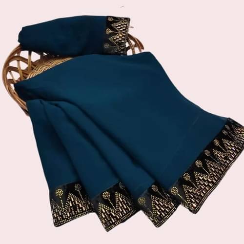 Today Deal Georgette Embellished Saree With Unstitched Blouse Piece ( Teal )     			Today Deal Georgette Embellished Saree With Unstitched Blouse Piece ( Teal )