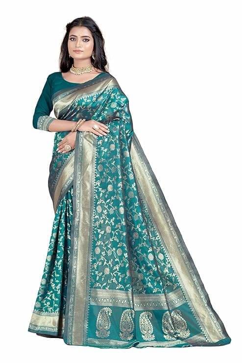     			Today Deal Silk Embellished Saree With Unstitched Blouse Piece ( Sea Green )