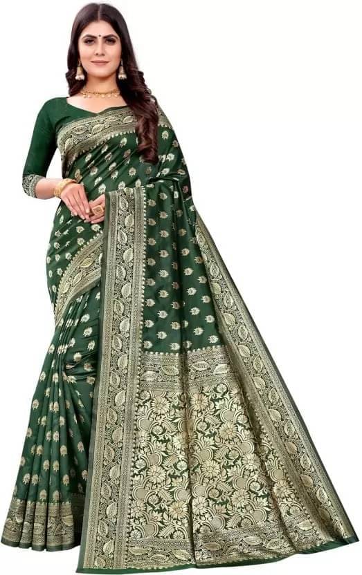     			Today Deal Silk Embellished Saree With Unstitched Blouse Piece ( Lime Green )