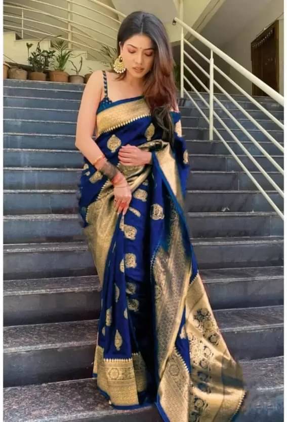 Today Deal Silk Woven Saree With Unstitched Blouse Piece ( Blue ) Today Deal Silk Woven Saree With Unstitched Blouse Piece ( Blue )