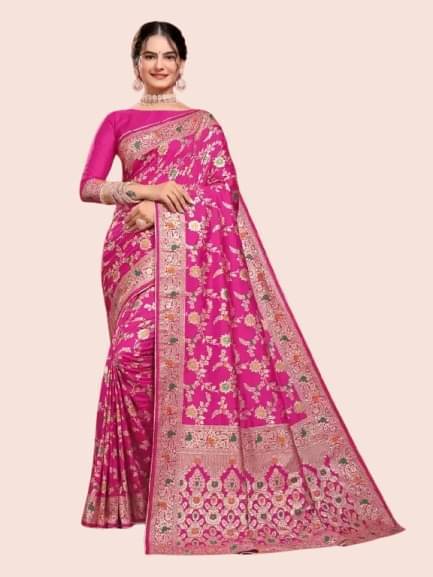 Today Deal Silk Woven Saree With Unstitched Blouse Piece ( Rani ) Today Deal Silk Woven Saree With Unstitched Blouse Piece ( Rani )