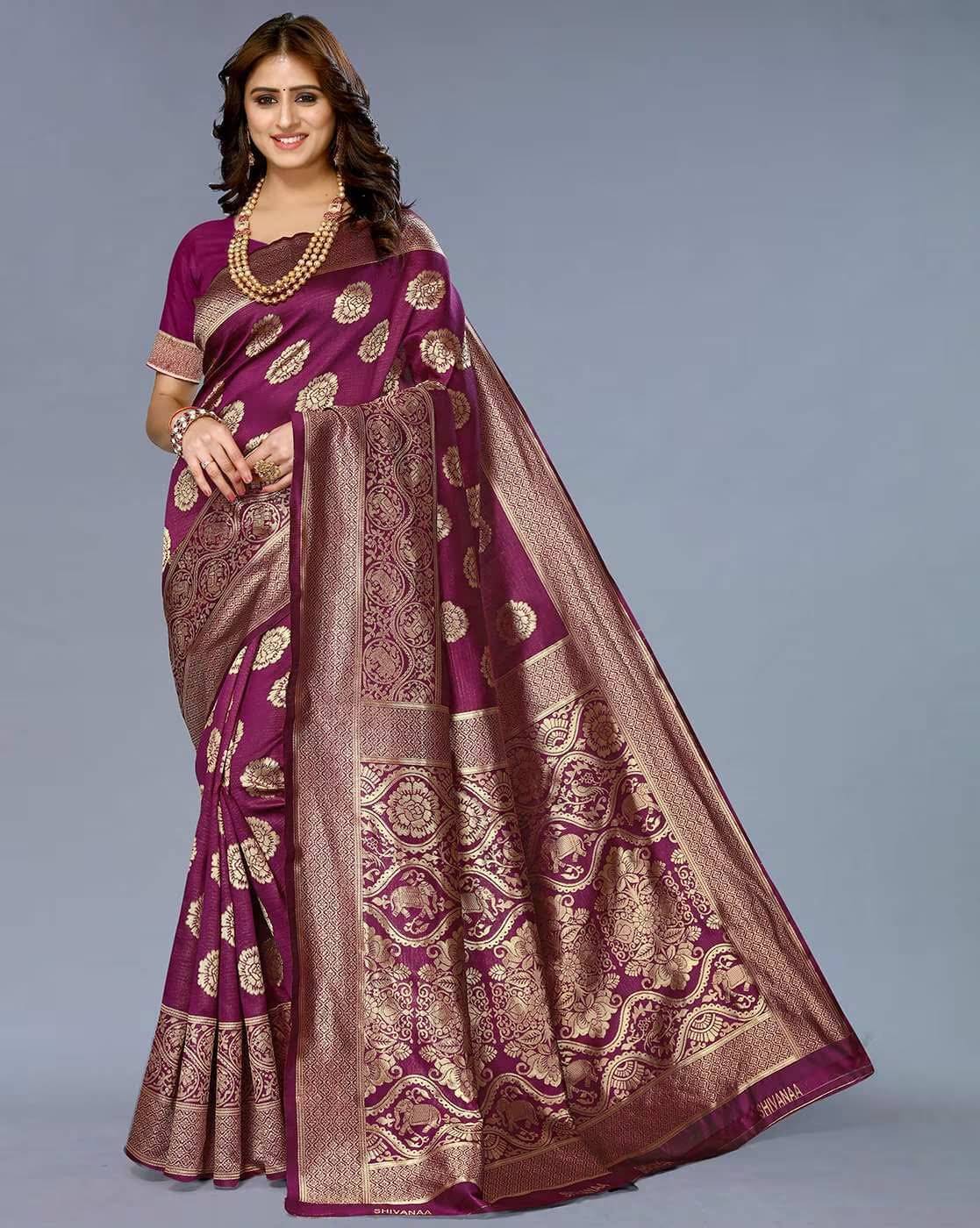     			YUGAVEERAA Art Silk Woven Saree With Unstitched Blouse Piece ( Wine )