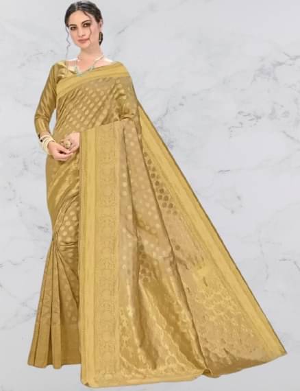 YUGAVEERAA Silk Woven Saree With Unstitched Blouse Piece ( Gold ) YUGAVEERAA Silk Woven Saree With Unstitched Blouse Piece ( Gold )