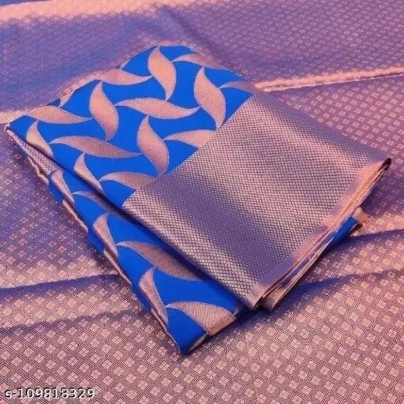 YUGAVEERAA Silk Woven Saree With Unstitched Blouse Piece ( Blue ) YUGAVEERAA Silk Woven Saree With Unstitched Blouse Piece ( Blue )