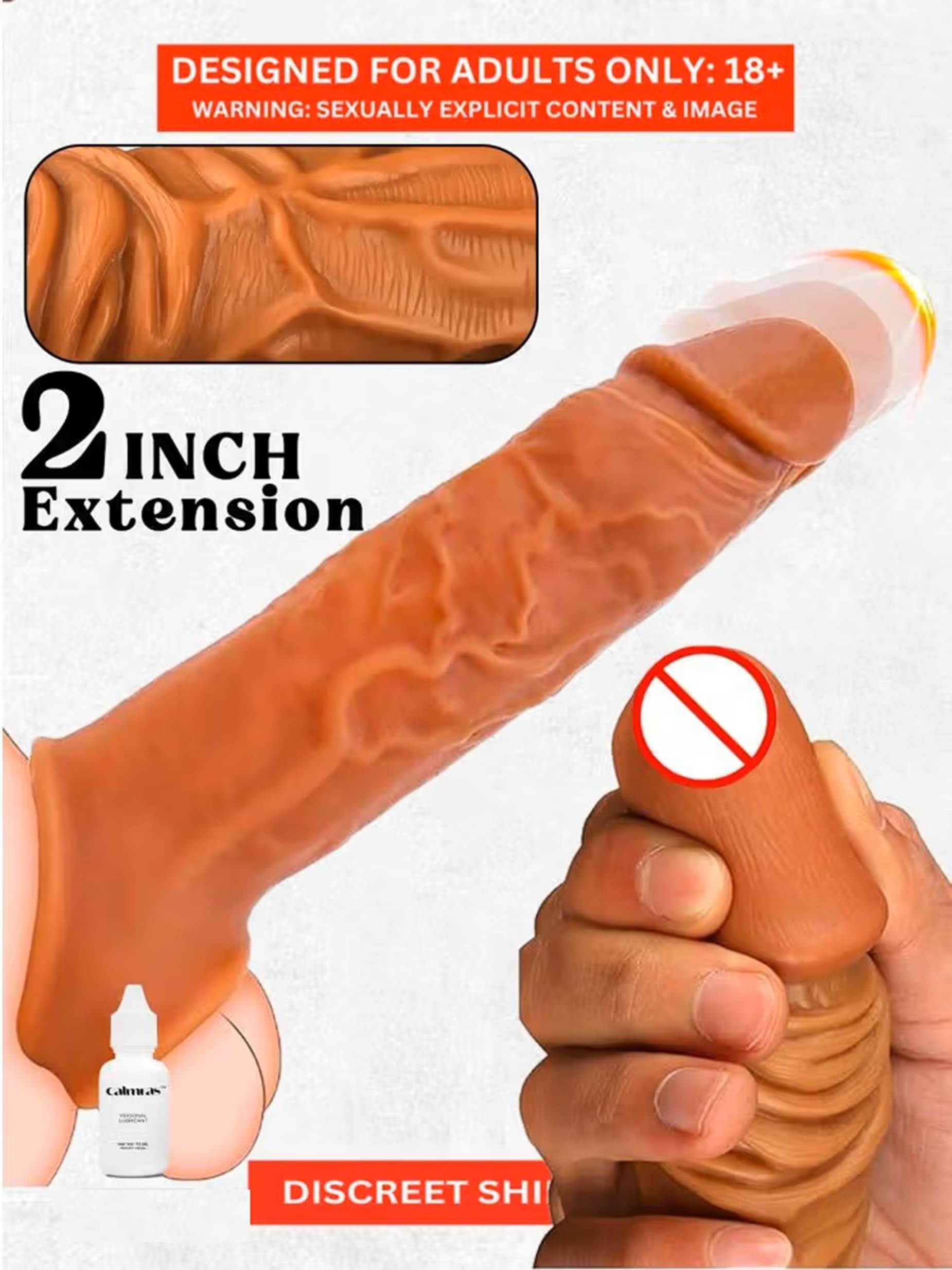     			2 Inch Instant Size Increase Dragon  Extender Condom Indian Skin Color Best Silicon Material Double