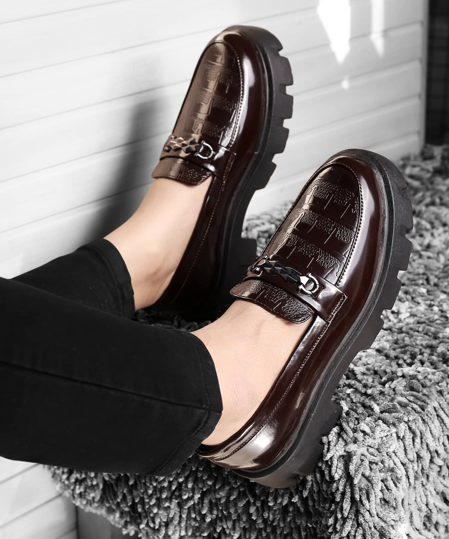     			BXXY Casual Buckle Slip-On Sneaker Brown Men's Lifestyle Shoes