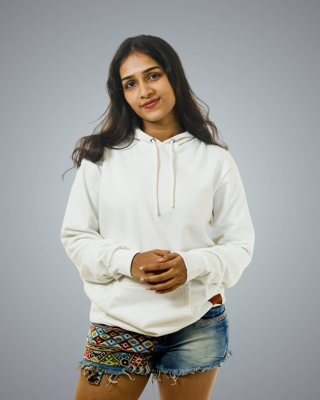     			BlendCulture Cotton Blend Women's Hooded Sweatshirt ( White )