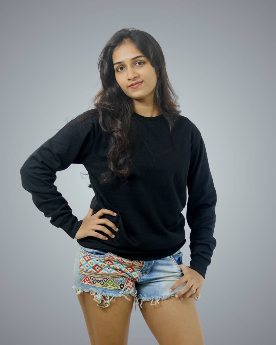     			BlendCulture Cotton Blend Women's Non Hooded Sweatshirt ( Black )