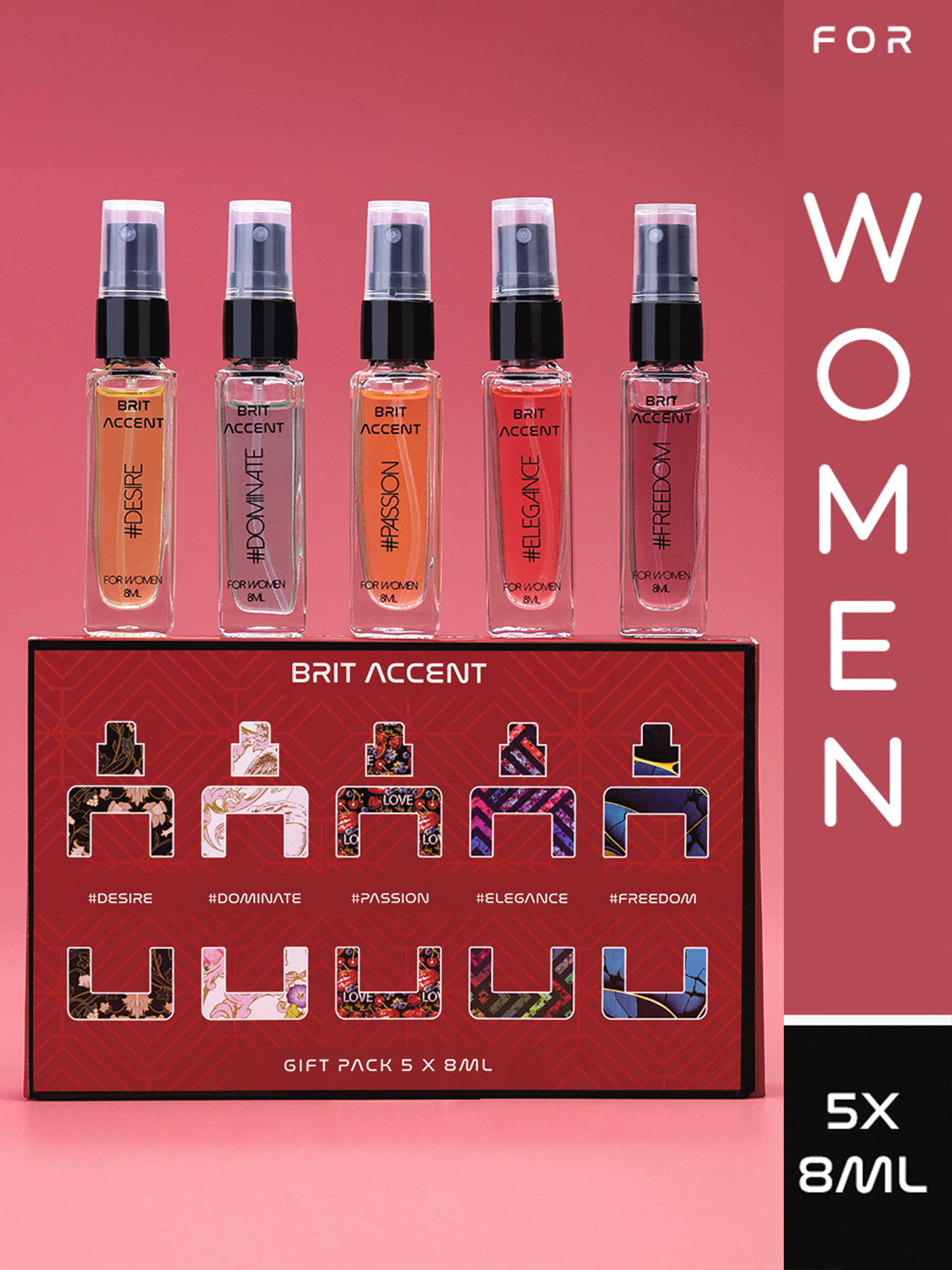 Brit Accent Eau De Toilette (EDT) Woody,Fruity,Oriental,Smoky Strong -Fragrance For Women ( Pack of 5 )     			Brit Accent Eau De Toilette (EDT) Woody,Fruity,Oriental,Smoky Strong -Fragrance For Women ( Pack of 5 )