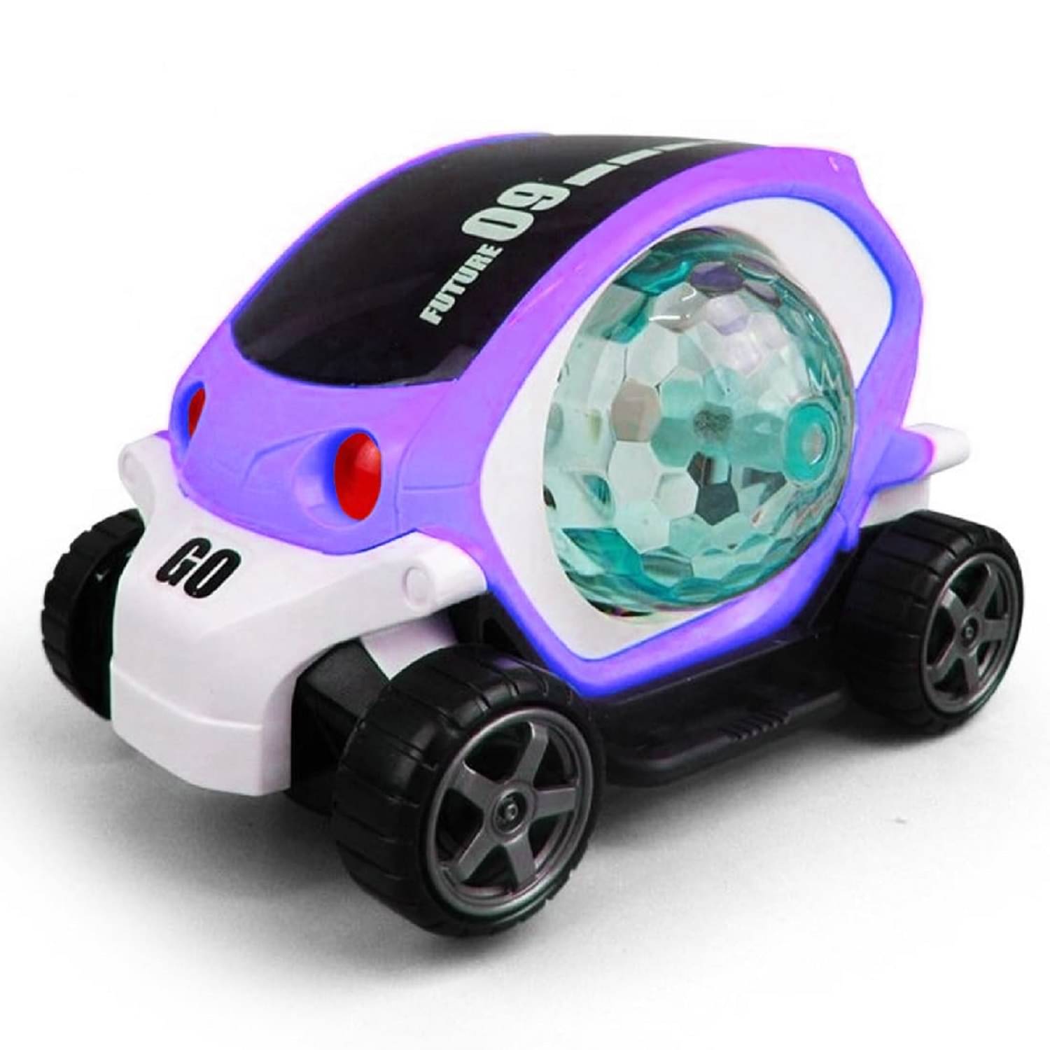     			Bump and Go Action 360 Degree Rotating Battery Operated Future Stunt Car Toy for Kids - with Beautiful and Colorful 4D Lights and Dynamic Music (Multi Color).