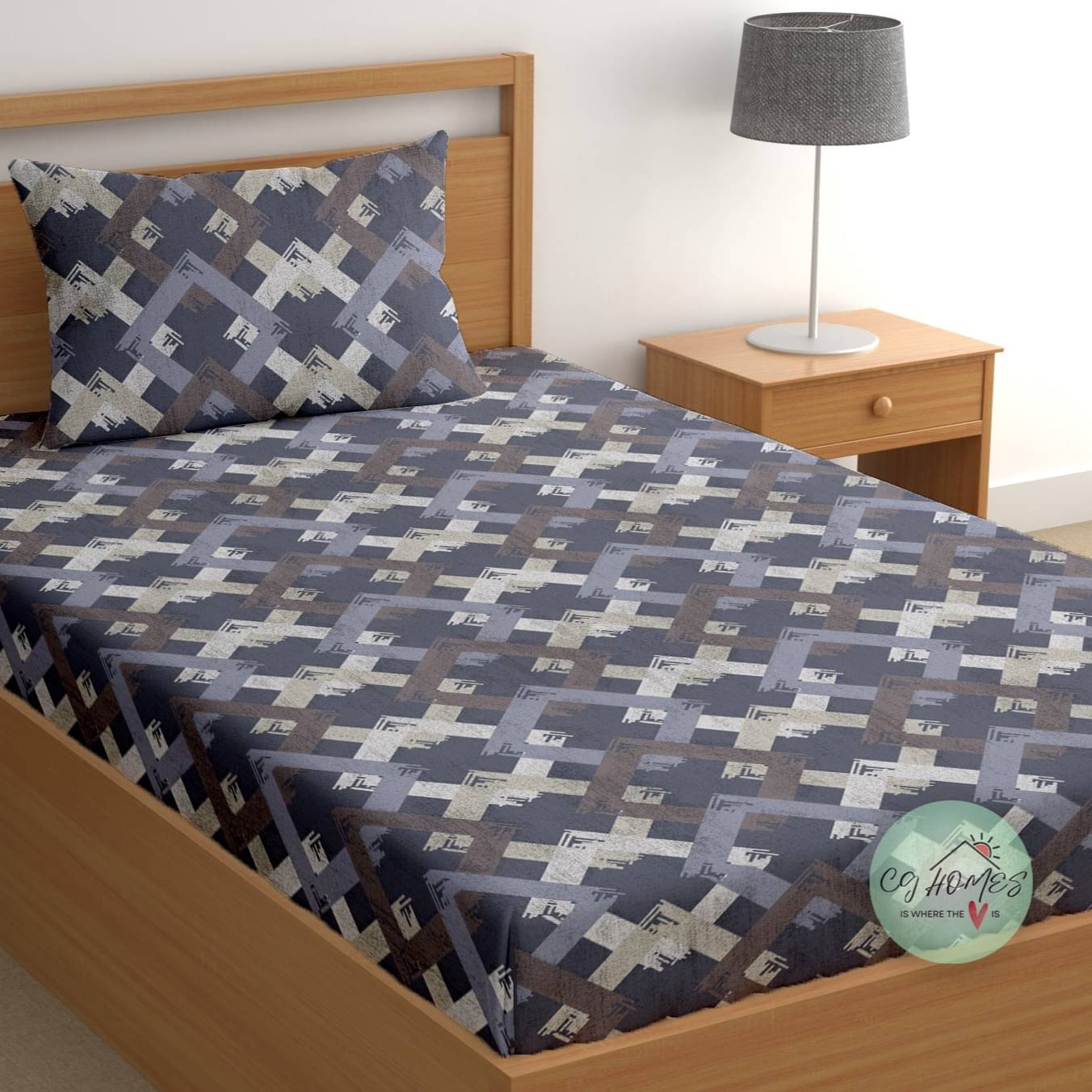 CG HOMES Cotton 1 Single Bedsheet with 1 Pillow Cover ( Blue )     			CG HOMES Cotton 1 Single Bedsheet with 1 Pillow Cover ( Blue )