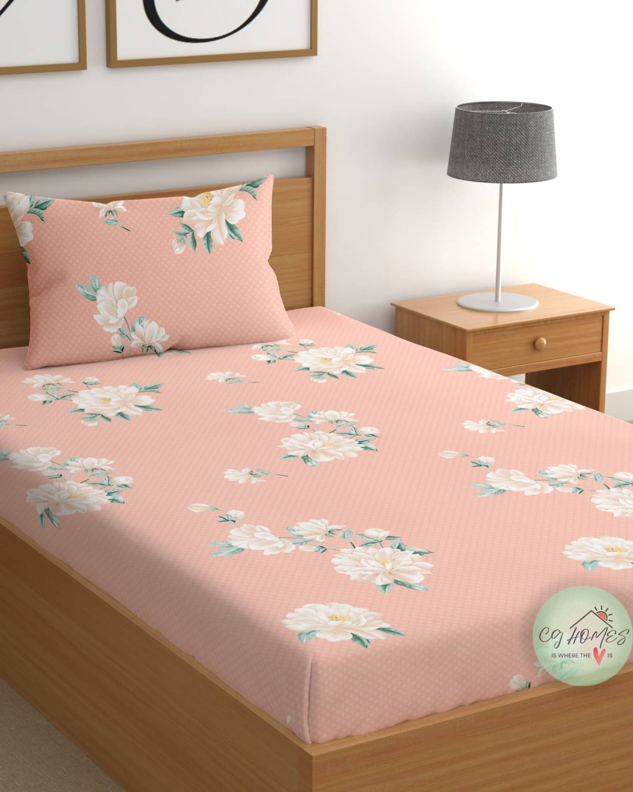 CG HOMES Cotton 1 Single Bedsheet with 1 Pillow Cover ( Pink ) CG HOMES Cotton 1 Single Bedsheet with 1 Pillow Cover ( Pink )