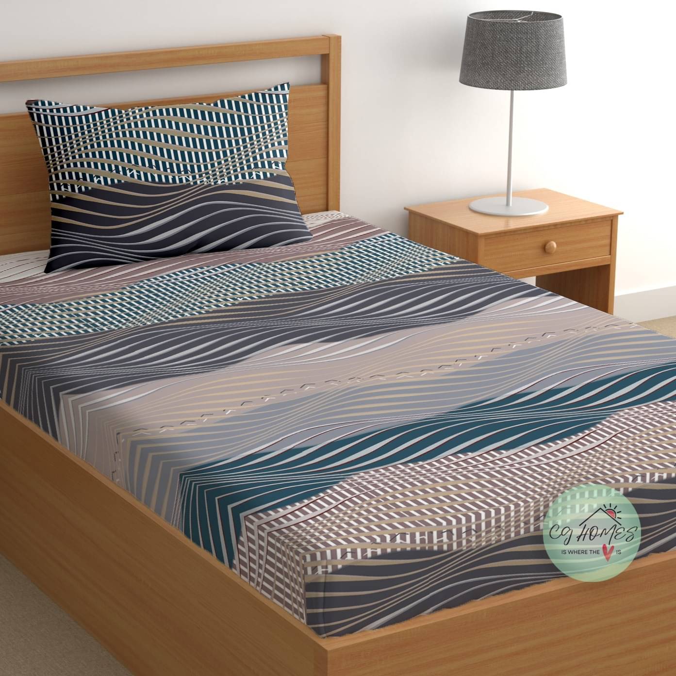 CG HOMES Cotton 1 Single Bedsheet with 1 Pillow Cover ( Multicolor )     			CG HOMES Cotton 1 Single Bedsheet with 1 Pillow Cover ( Multicolor )