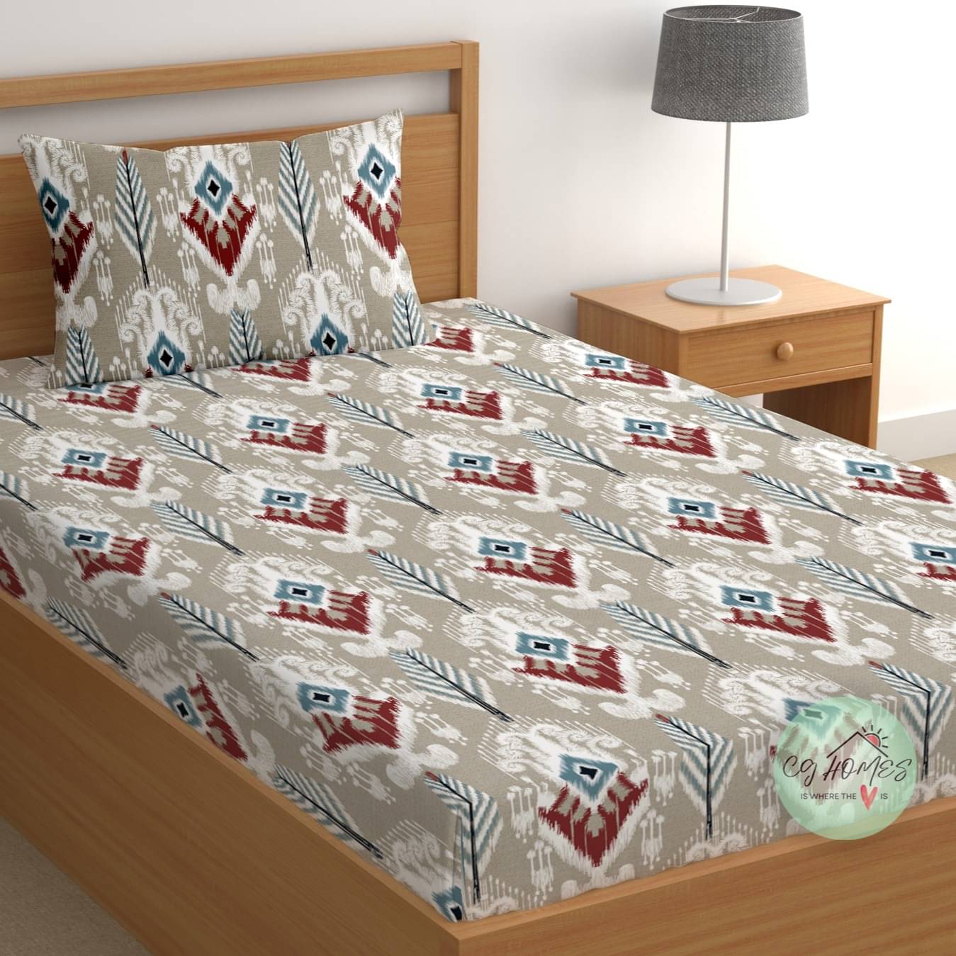 CG HOMES Cotton 1 Single Bedsheet with 1 Pillow Cover ( Grey ) CG HOMES Cotton 1 Single Bedsheet with 1 Pillow Cover ( Grey )
