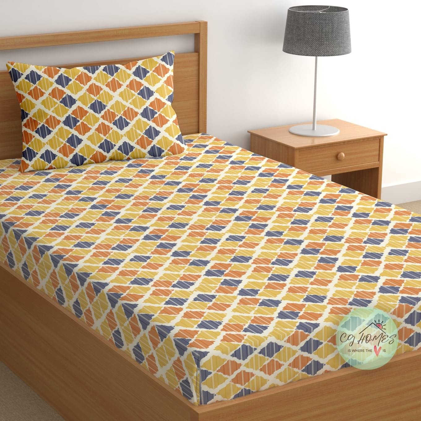CG HOMES Cotton 1 Single Bedsheet with 1 Pillow Cover ( Orange )     			CG HOMES Cotton 1 Single Bedsheet with 1 Pillow Cover ( Orange )