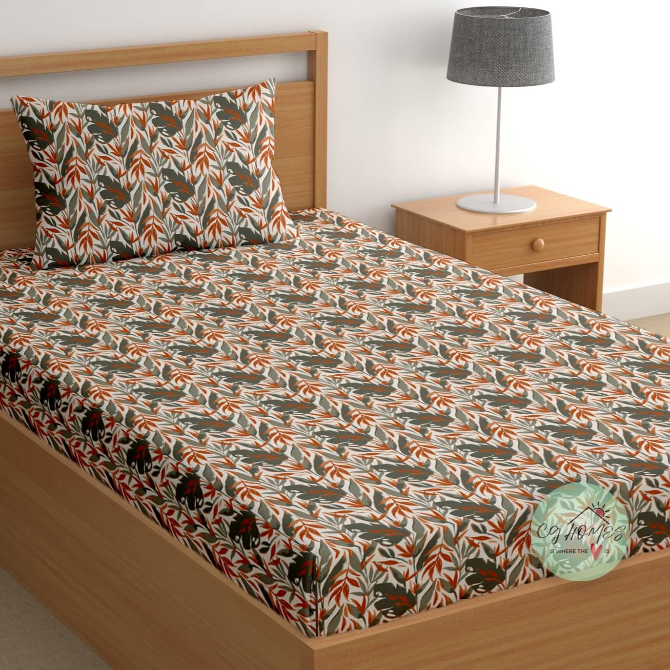 CG HOMES Cotton 1 Single Bedsheet with 1 Pillow Cover ( Grey ) CG HOMES Cotton 1 Single Bedsheet with 1 Pillow Cover ( Grey )