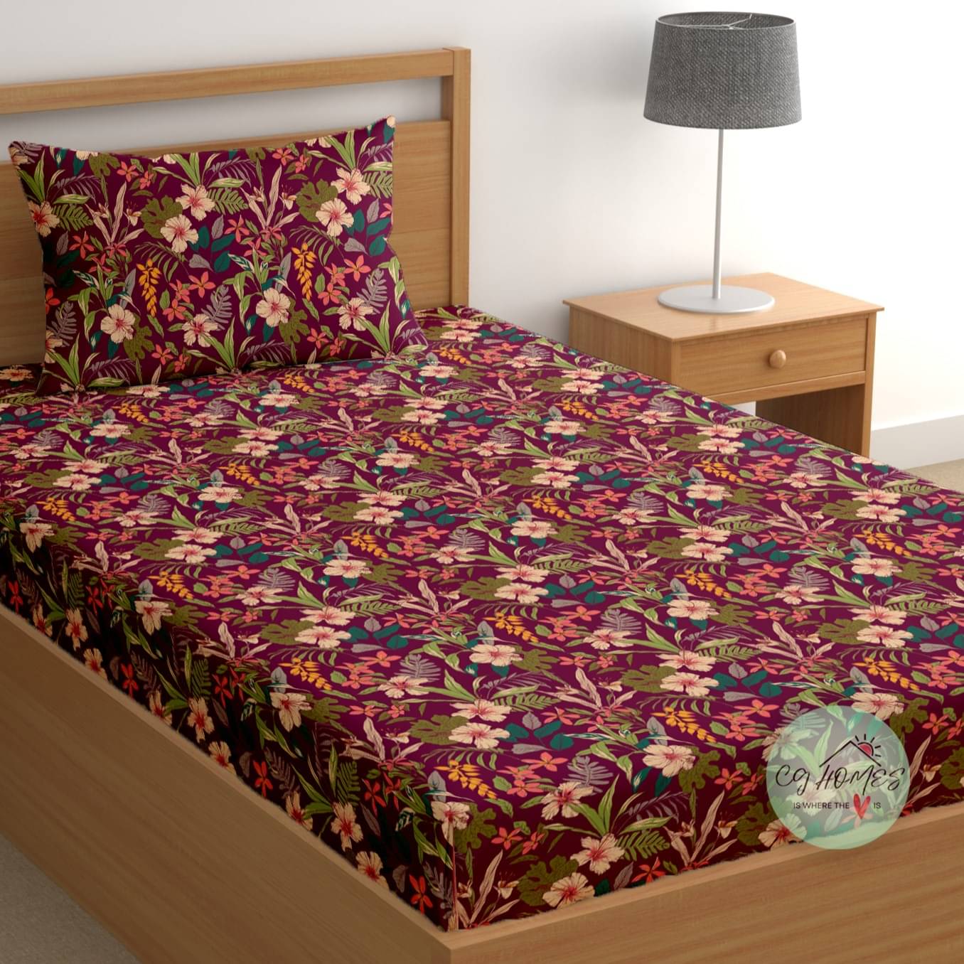 CG HOMES Cotton 1 Single Bedsheet with 1 Pillow Cover ( Multicolor )     			CG HOMES Cotton 1 Single Bedsheet with 1 Pillow Cover ( Multicolor )