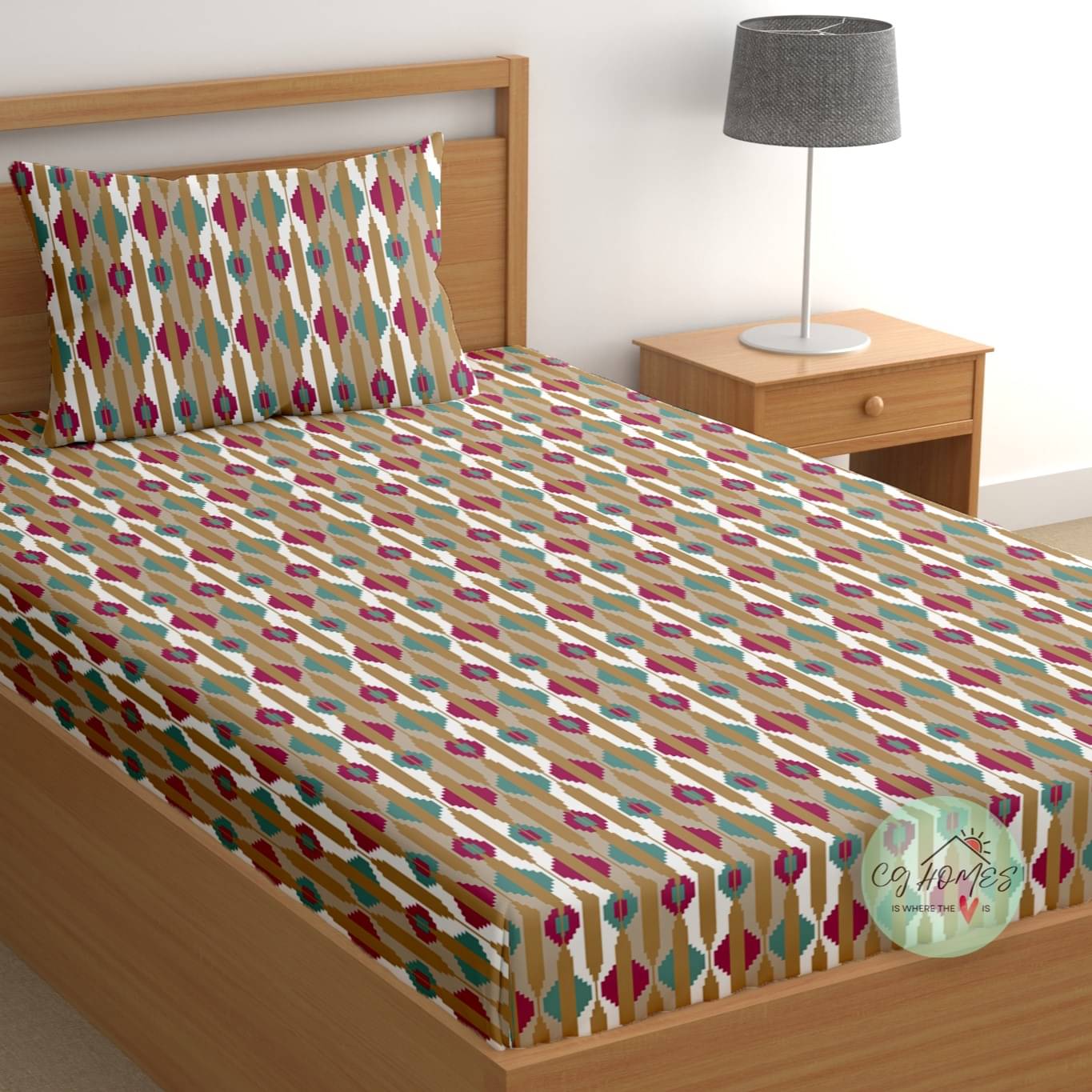 CG HOMES Cotton 1 Single Bedsheet with 1 Pillow Cover ( Brown )     			CG HOMES Cotton 1 Single Bedsheet with 1 Pillow Cover ( Brown )