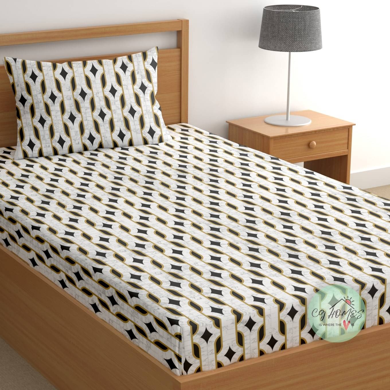     			CG HOMES Cotton 1 Single Bedsheet with 1 Pillow Cover ( White )