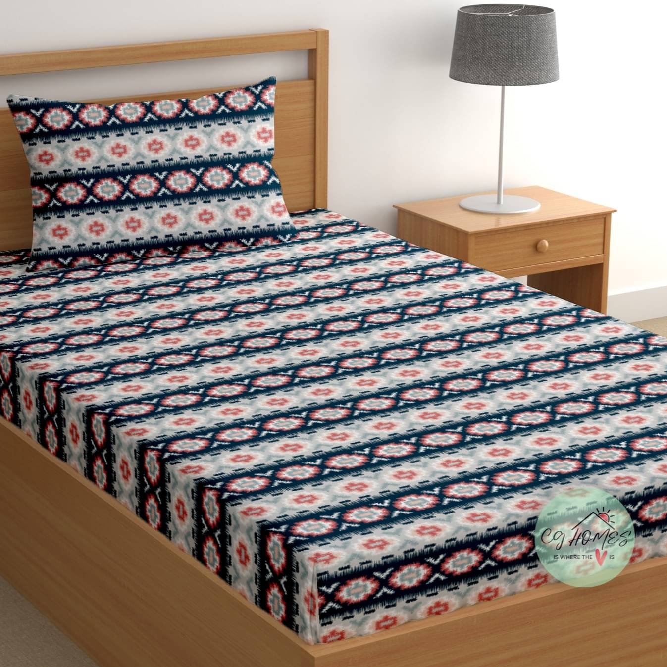 CG HOMES Cotton 1 Single Bedsheet with 1 Pillow Cover ( Blue ) CG HOMES Cotton 1 Single Bedsheet with 1 Pillow Cover ( Blue )