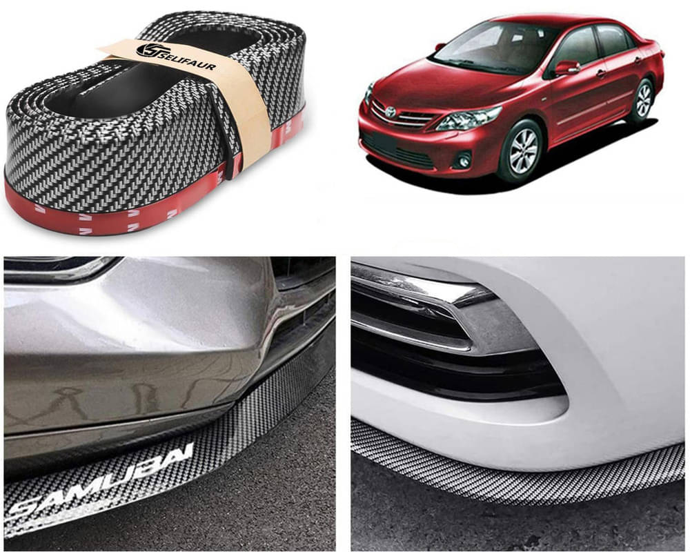     			Car Front Bumper Protector Lip | Car Samurai Bumper Protector | Black Car Body Kit Bumper Lip Side Skirt Rubber Compatible For Corolla Altis