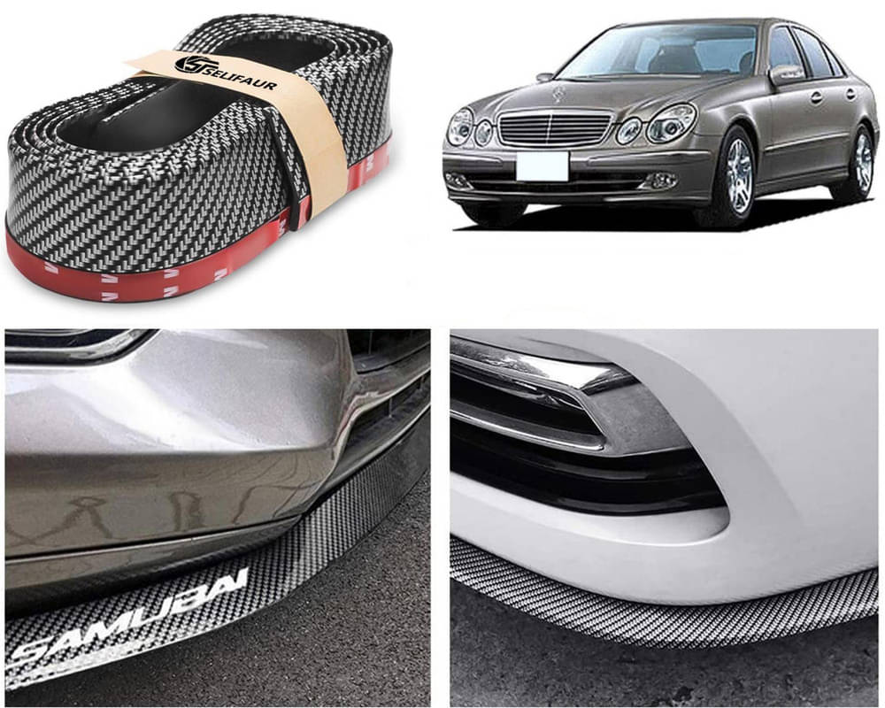    			Car Front Bumper Protector Lip | Car Samurai Bumper Protector | Black Car Body Kit Bumper Lip Side Skirt Rubber Compatible For E240