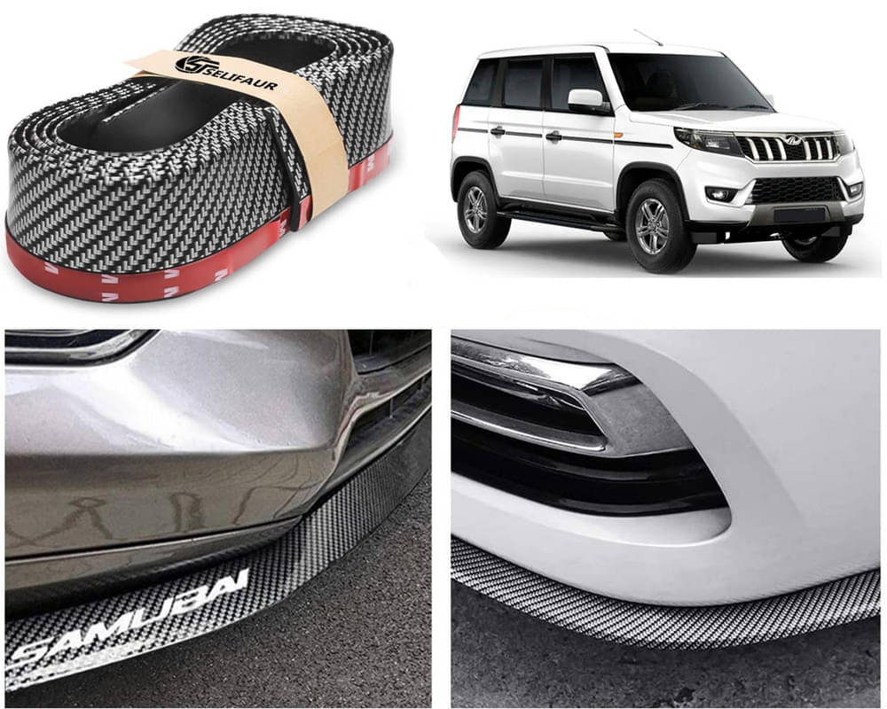     			Car Front Bumper Protector Lip | Car Samurai Bumper Protector | Black Car Body Kit Bumper Lip Side Skirt Rubber Compatible For Bolero Neo