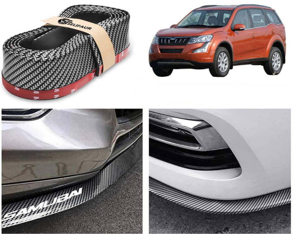     			Car Front Bumper Protector Lip | Car Samurai Bumper Protector | Black Car Body Kit Bumper Lip Side Skirt Rubber Compatible For XUV 500 2015