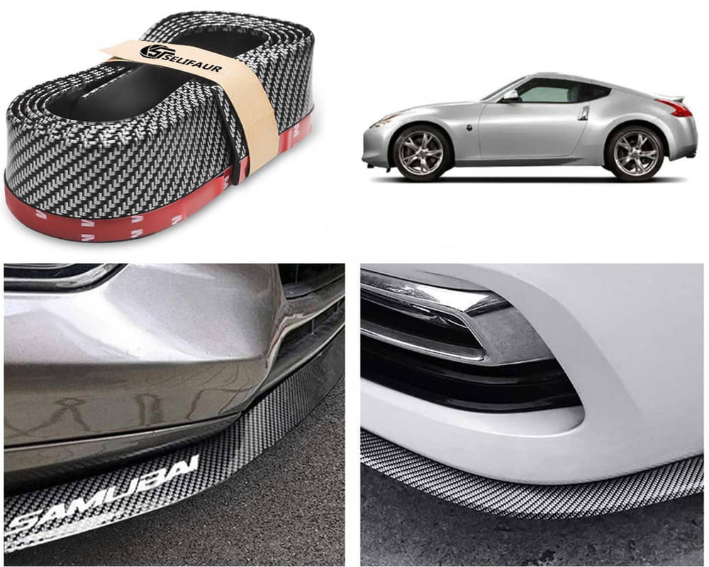     			Car Front Bumper Protector Lip | Car Samurai Bumper Protector | Black Car Body Kit Bumper Lip Side Skirt Rubber Compatible For 370z