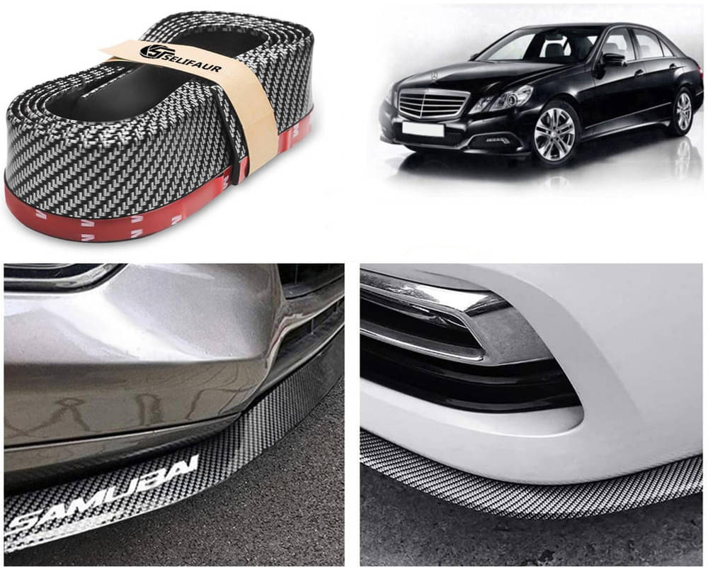     			Car Front Bumper Protector Lip | Car Samurai Bumper Protector | Black Car Body Kit Bumper Lip Side Skirt Rubber Compatible For BENZ E280