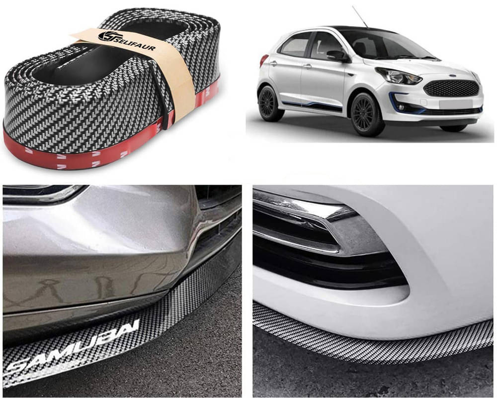Car Front Bumper Protector Lip | Car Samurai Bumper Protector | Black Car Body Kit Bumper Lip Side Skirt Rubber Compatible For Figo 2019     			Car Front Bumper Protector Lip | Car Samurai Bumper Protector | Black Car Body Kit Bumper Lip Side Skirt Rubber Compatible For Figo 2019