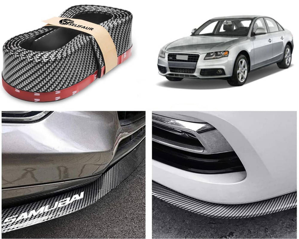     			Car Front Bumper Protector Lip | Car Samurai Bumper Protector | Black Car Body Kit Bumper Lip Side Skirt Rubber Compatible For A4