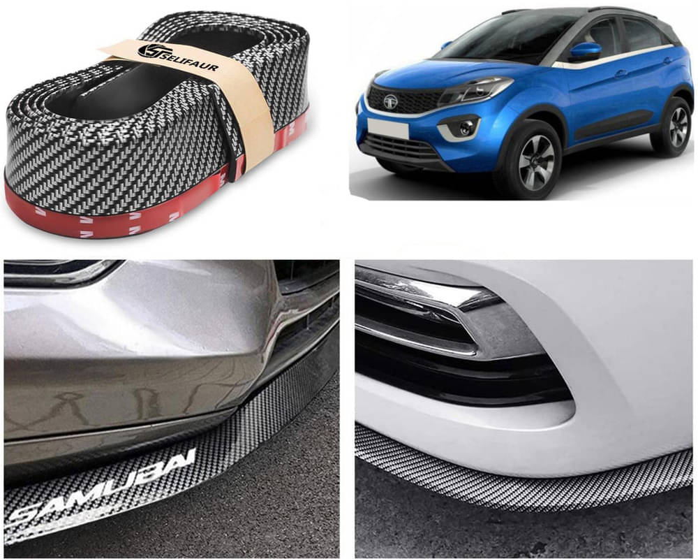     			Car Front Bumper Protector Lip | Car Samurai Bumper Protector | Black Car Body Kit Bumper Lip Side Skirt Rubber Compatible For Nexon