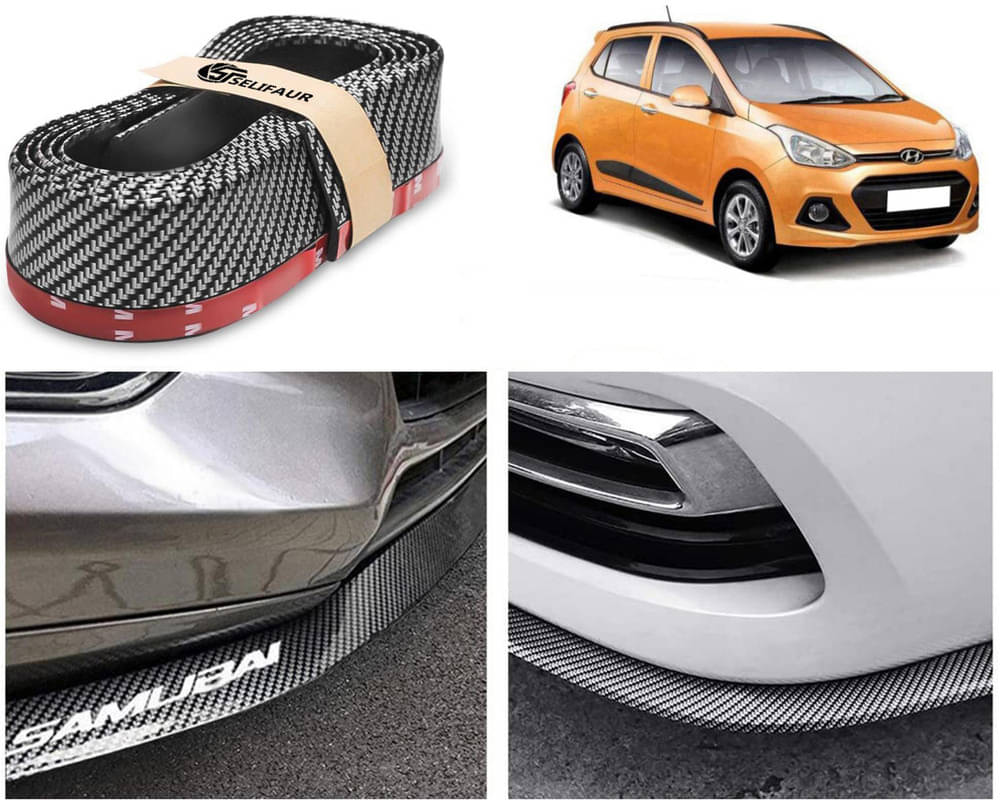     			Car Front Bumper Protector Lip | Car Samurai Bumper Protector | Black Car Body Kit Bumper Lip Side Skirt Rubber Compatible For I10 Grand