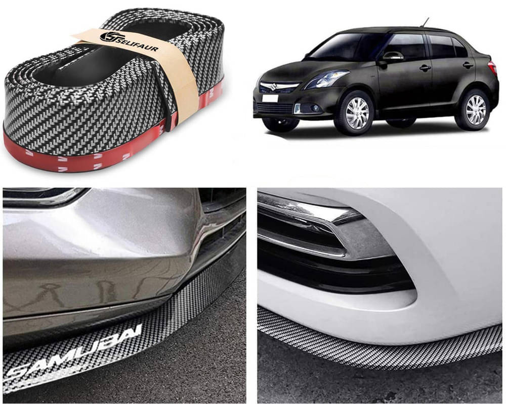     			Car Front Bumper Protector Lip | Car Samurai Bumper Protector | Black Car Body Kit Bumper Lip Side Skirt Rubber Compatible For Swift Dzire Type -3