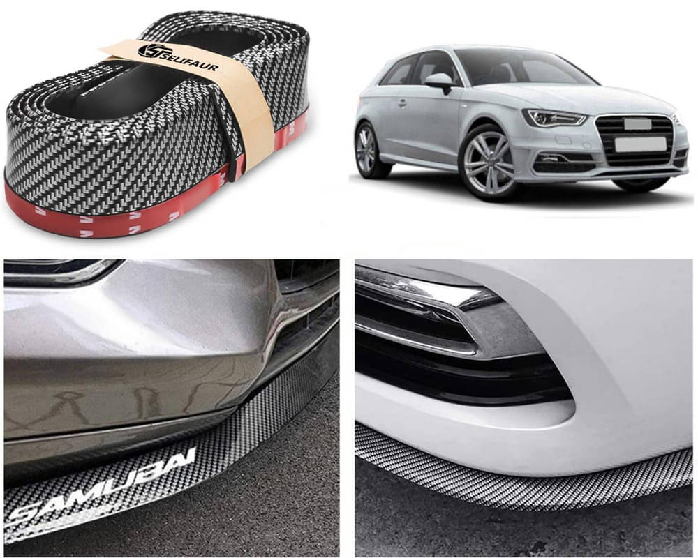     			Car Front Bumper Protector Lip | Car Samurai Bumper Protector | Black Car Body Kit Bumper Lip Side Skirt Rubber Compatible For A3