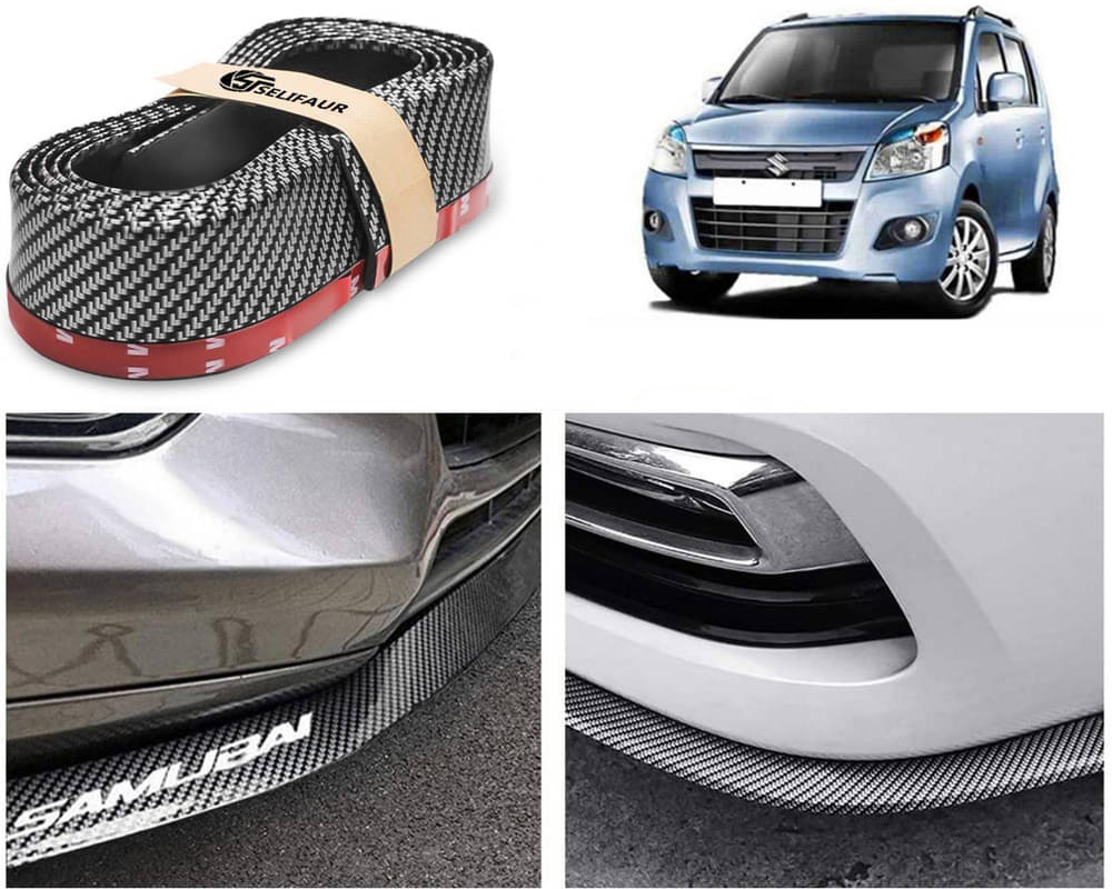     			Car Front Bumper Protector Lip | Car Samurai Bumper Protector | Black Car Body Kit Bumper Lip Side Skirt Rubber Compatible For Wagon R 2013