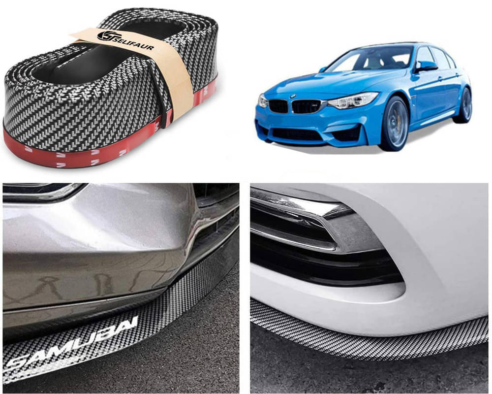     			Car Front Bumper Protector Lip | Car Samurai Bumper Protector | Black Car Body Kit Bumper Lip Side Skirt Rubber Compatible For 325i